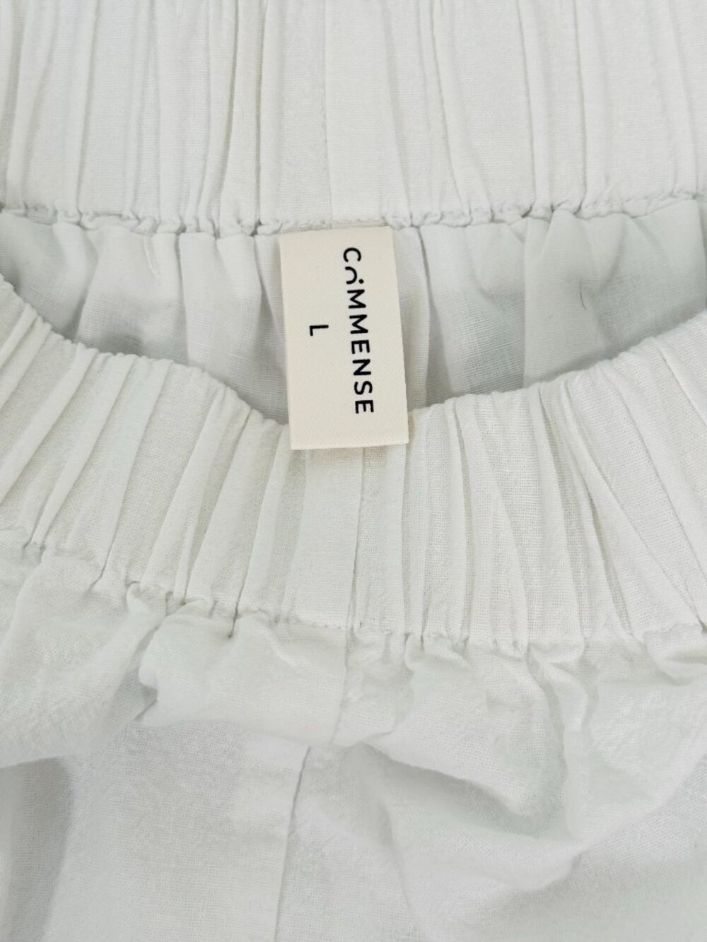 COMMENSE Pure 100% Cotton Ruffle Decor Shorts Set, Cream, Women's Size L - Picture 9 of 9